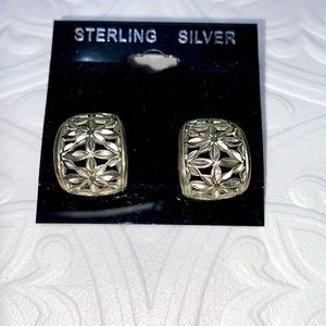 Thailand 925 Sterling Silver Cutout Flower Earrings